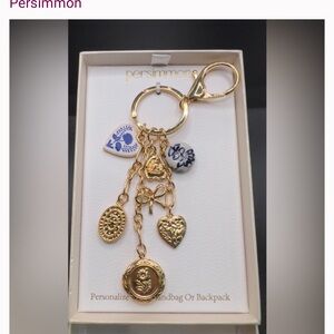 Gold and Blue Charm Keychain